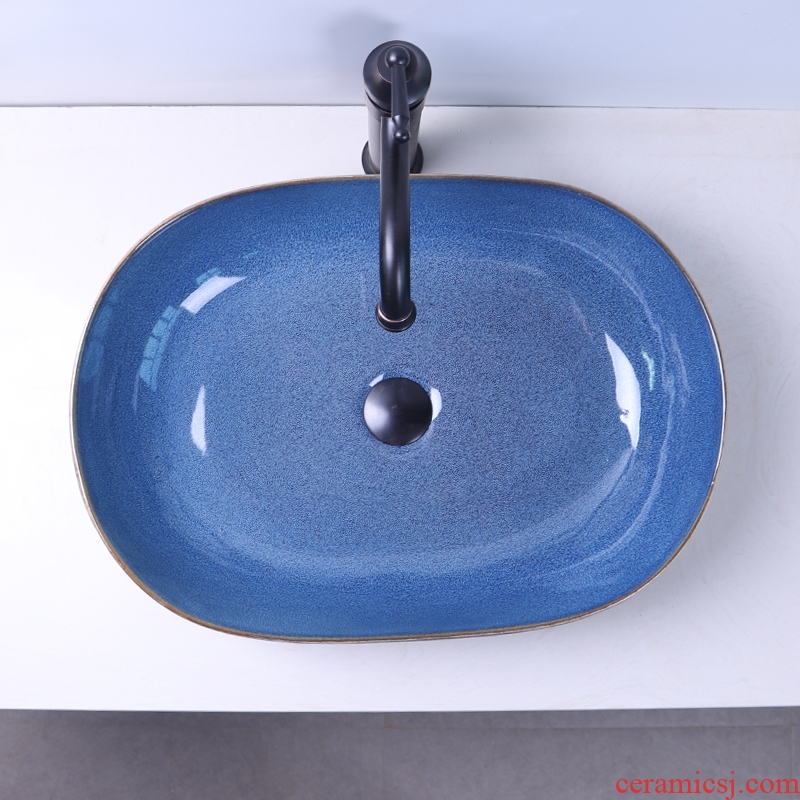 The stage basin household balcony European ceramic art basin bathroom sink basin bathroom wash basin basin