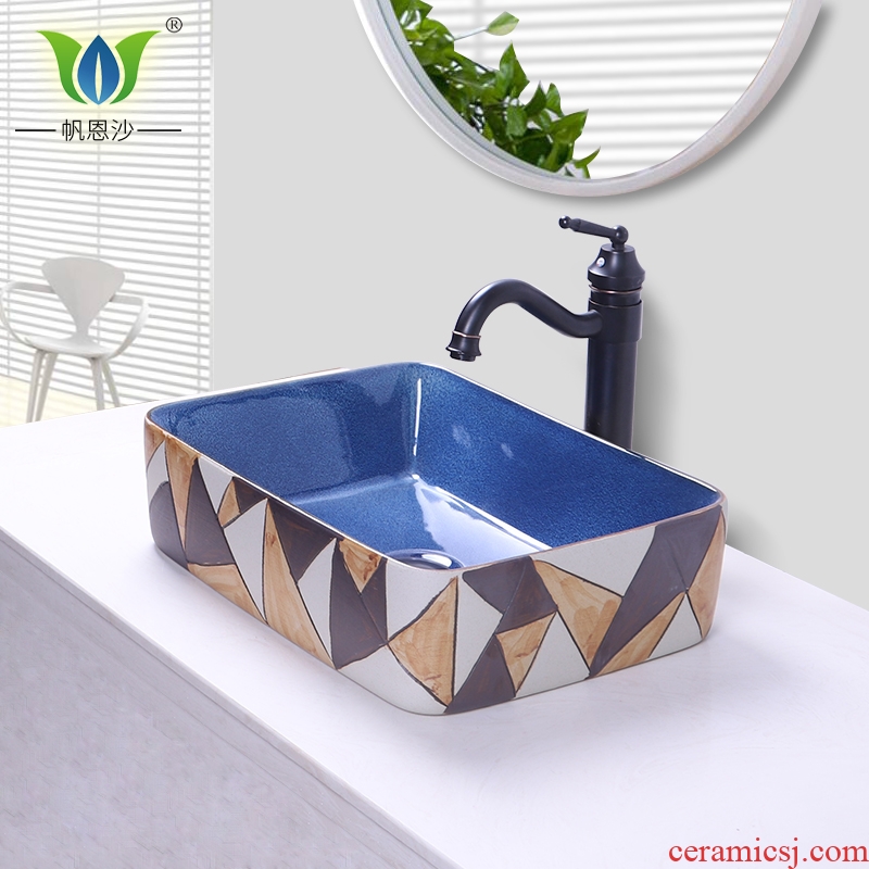 Wash a face to face basin of jingdezhen ceramic art creative rectangle bathroom toilet Wash gargle water sink