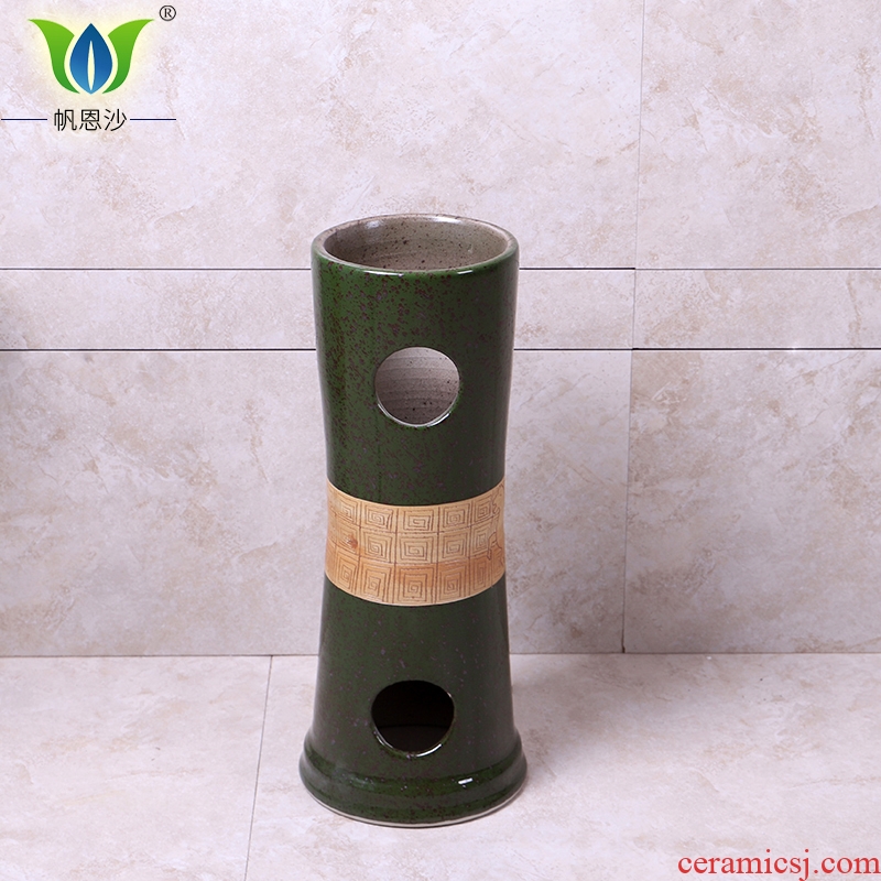 Lavabo cylindrical ceramic column type contracted household art integrated small family floor to wash face basin