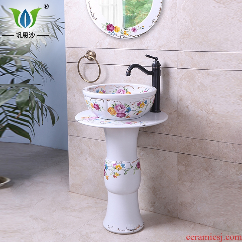 Ceramic sanitary ware balcony is suing small family toilet lavabo of rib pillar color sink courtyard