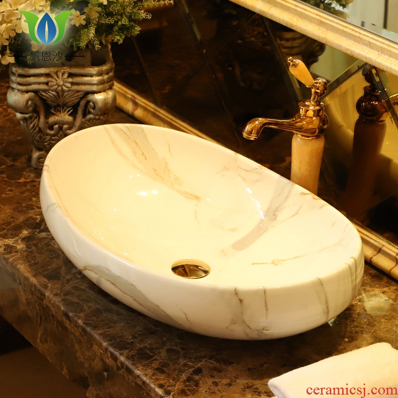 European art stage basin oval marble bathroom toilet lavatory ceramic lavabo household balcony