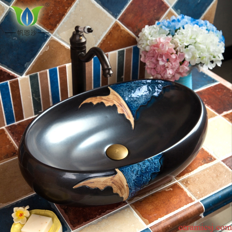 Porcelain ceramic lavabo lavatory toilet stage basin to oval contracted retro art basin that wash a face