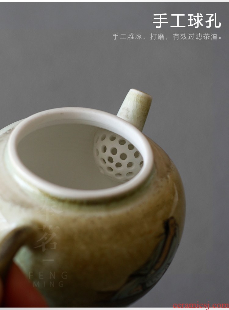 Serve tea pure manual firewood teapot exclusive ceramic teapot tea tea person household vintage Japanese hand - made kung fu