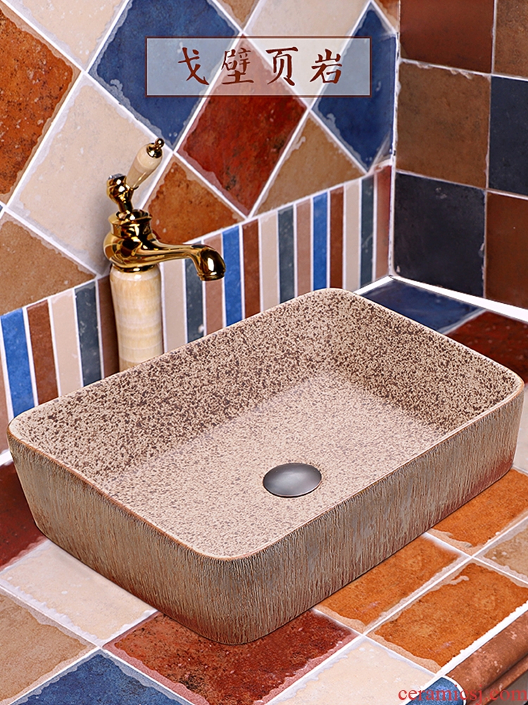 Square art ceramics on the sink basin bathroom sink bowl lavatory restoring ancient ways American household basin