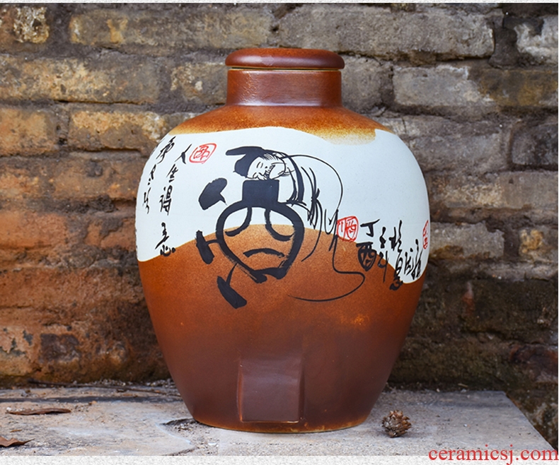 Jingdezhen ceramic jars seal save it 20 jins of archaize mercifully bottles 10 jins with leading domestic wine pot