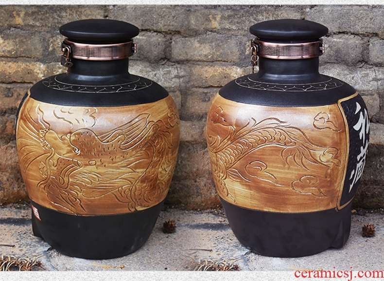 Jingdezhen ceramic jars it mercifully 10 jins 20 jins 50 kg liquor bottle archaize seal wine jar