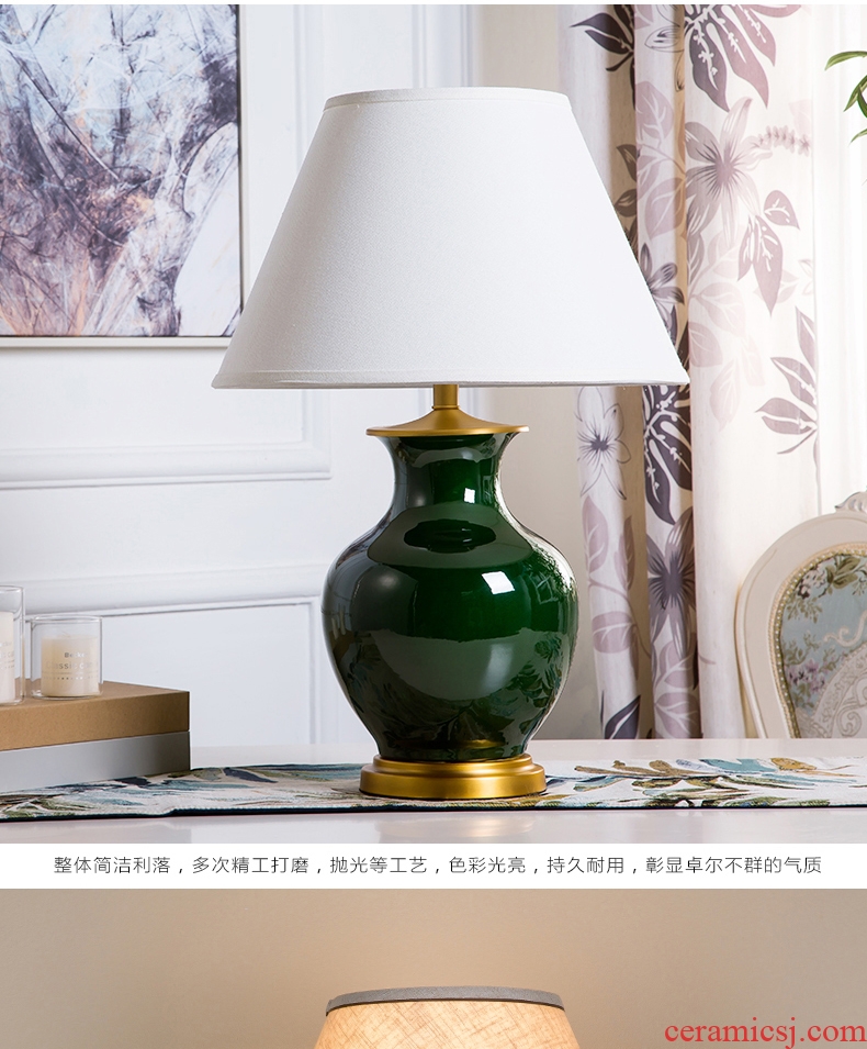 New Chinese style is contracted American ceramic desk lamp sitting room adornment of bedroom the head of a bed hotel villa creative warmth of lamps and lanterns