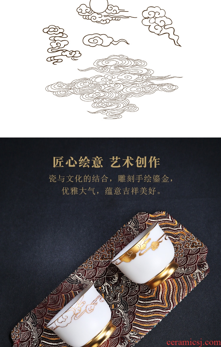 The Product porcelain sink/Lin yu - shan white porcelain ceramic cups and gold clouds, dehua single master cup tea cups of tea