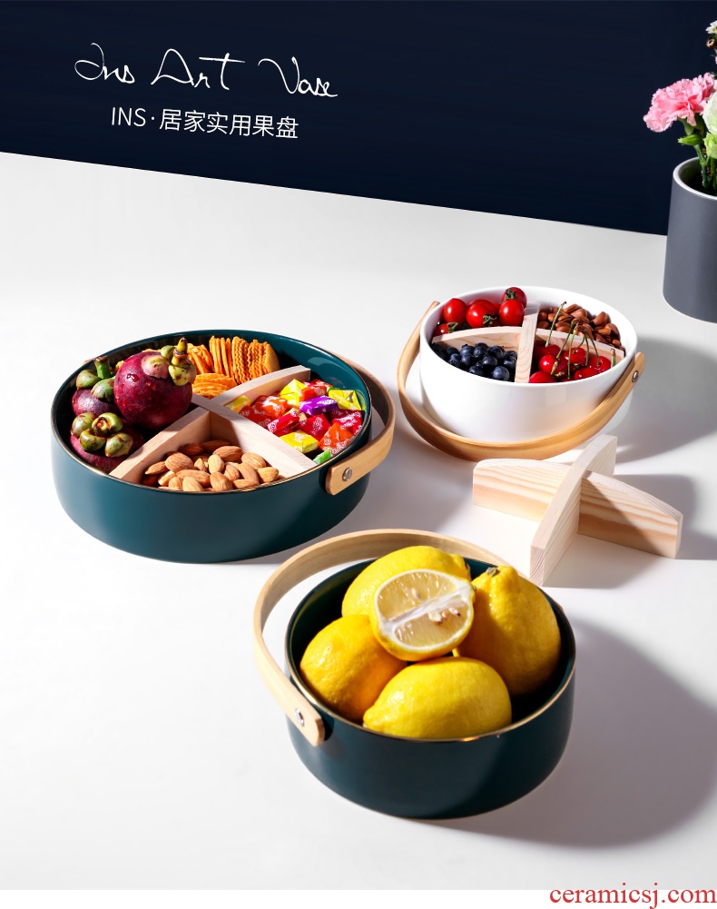 Northern wind creative living room frame ceramic fruit platter contracted and I household dessert snacks tea table plate of fruit tray