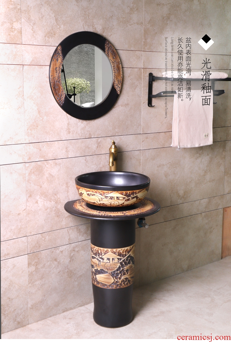 Pillar basin integrated floor contracted conjoined is suing garden ceramics art the lavatory sink basin basin