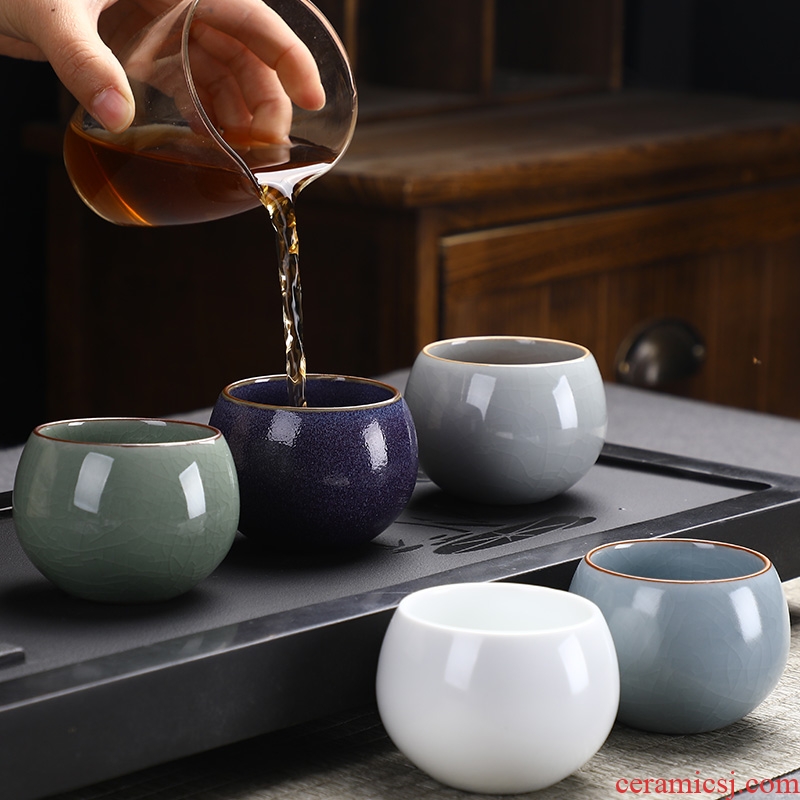 Five ancient jun suits for domestic large - sized ceramic cups imitation song dynasty style typeface your up Five lines of tea master small tea cups