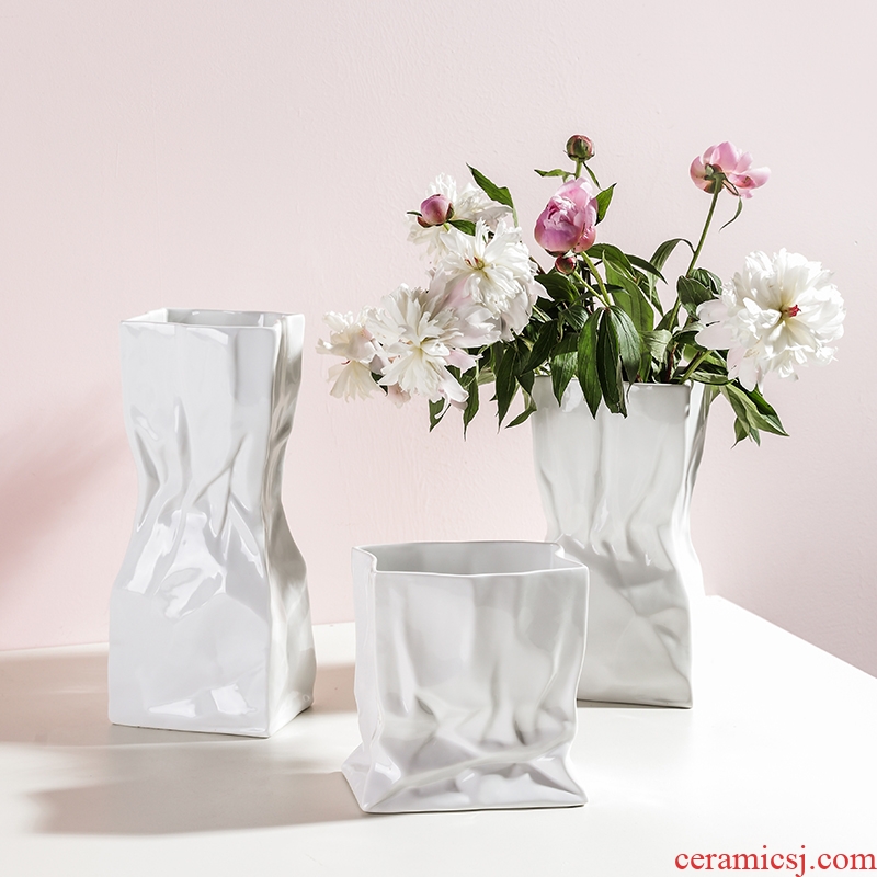 A Fold [directly] to the Nordic idea contracted art vase furnishing articles sitting room hydroponic flower implement ceramic flower arranging flowers