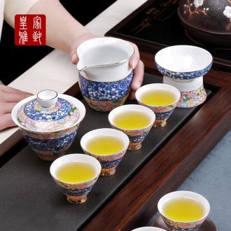 5 hand - made kung fu tea set ceramic white combination of household small set of 6 person of a complete set of modern Chinese style