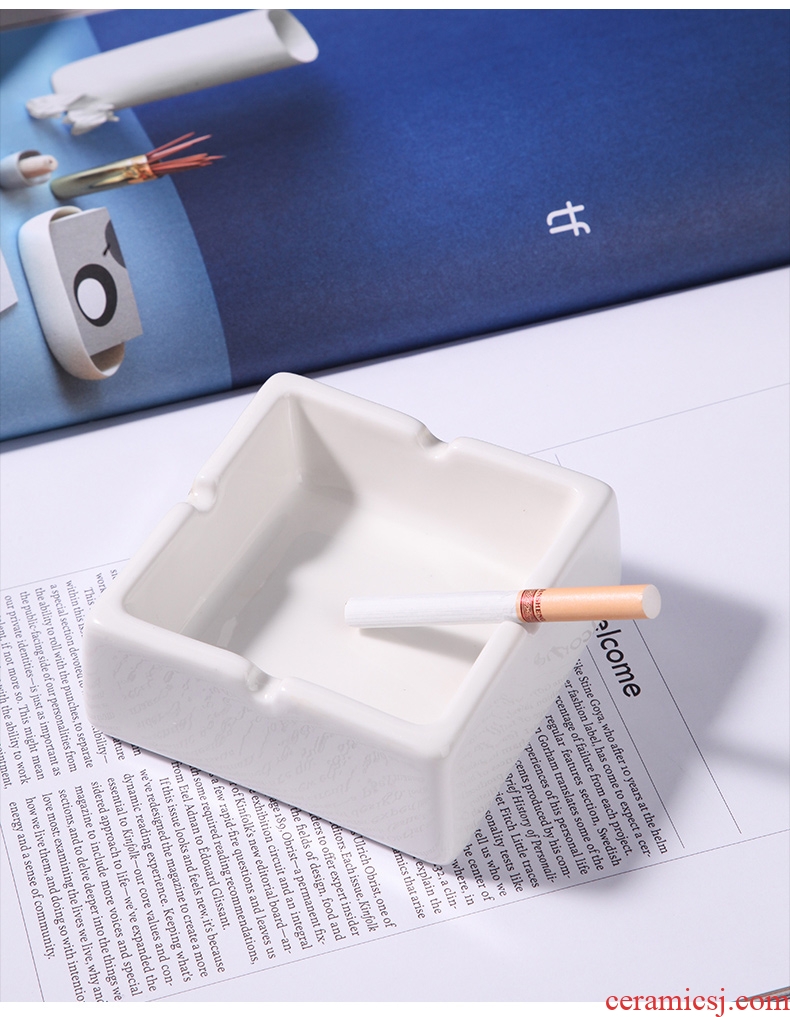 Nordic geometric ceramic ashtray creative move trend home sitting room and fly ash with cover multi - functional furnishing articles