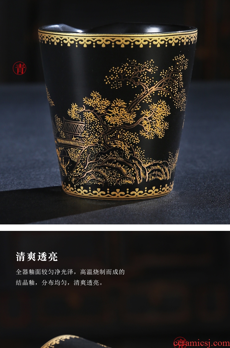 The Product China hui ji blue glaze see colour painting of flowers and master CPU single CPU charactizing a ceramic cups kung fu tea sample tea cup