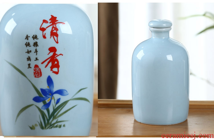 Xin MAO jingdezhen ceramic bottle 1 kg pack home wine pot seal shadow blue glaze empty wine bottles of wine jar