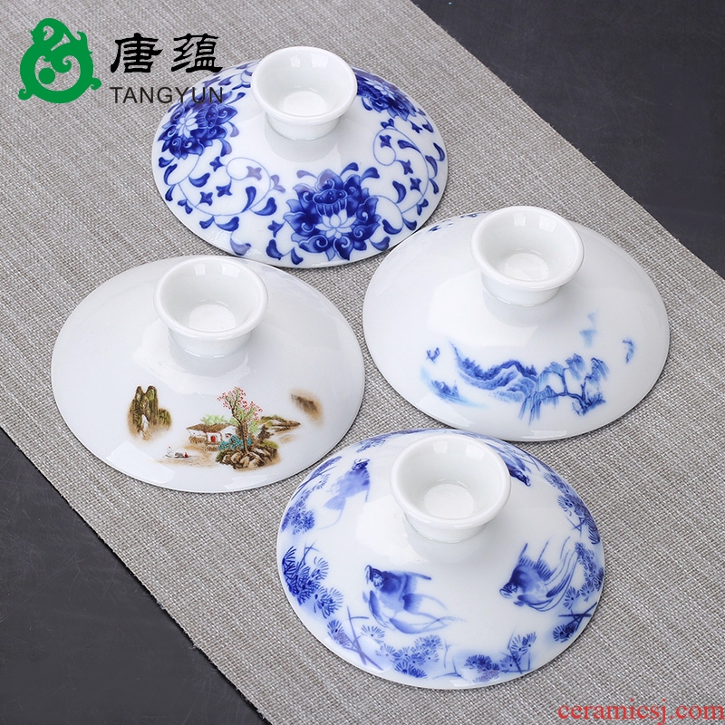 Ceramic sheet cover only three tureen bowl lid cup with lid kung fu tea set with white porcelain accessories zero size