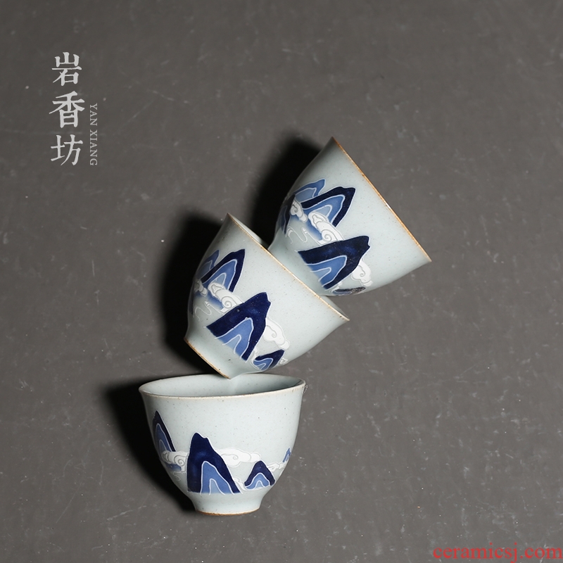 YanXiang fang retro ceramic landscape noggin kung fu tea set sample tea cup small household single CPU