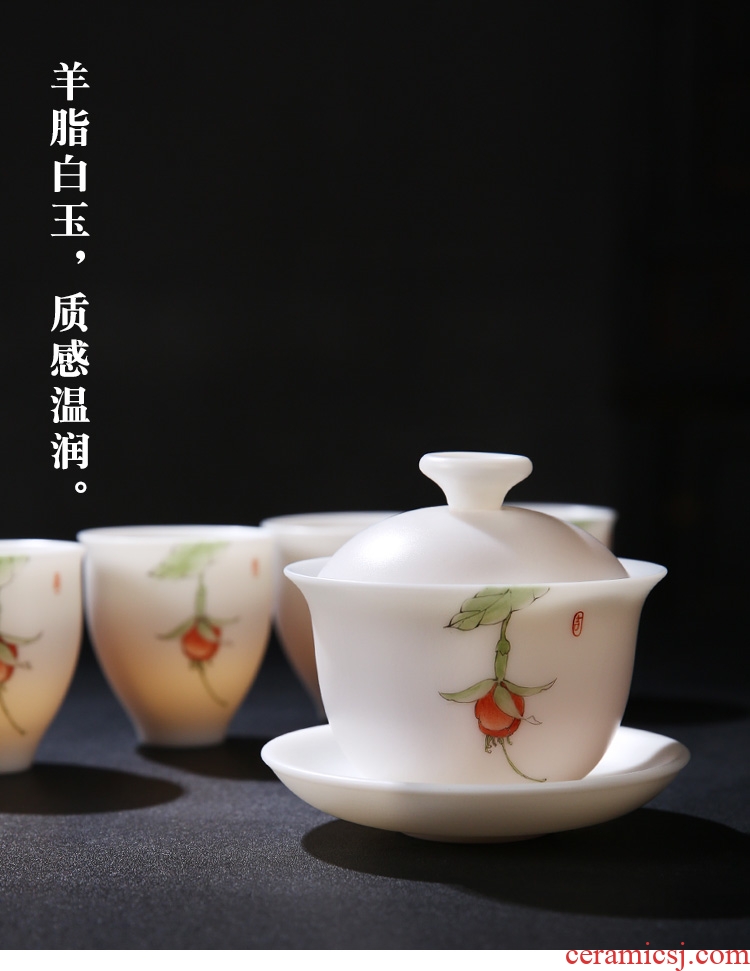 The Product porcelain sink only three tureen dehua white porcelain to large bowl ceramic tea cup private ordering tea set