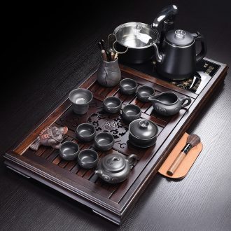 Tao blessing ebony wood tea tray tea set group, the home of a complete set of ceramic tea set ebony wood tea tray