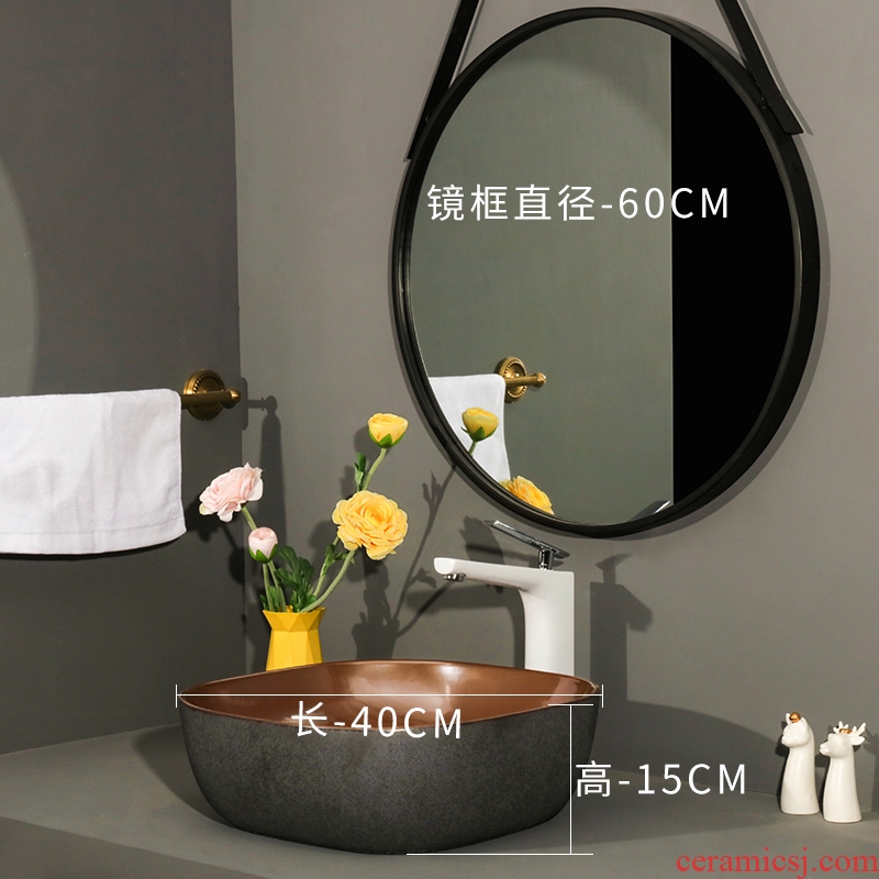 Northern wind square stage basin ceramic lavatory basin bathroom art American water basin sink