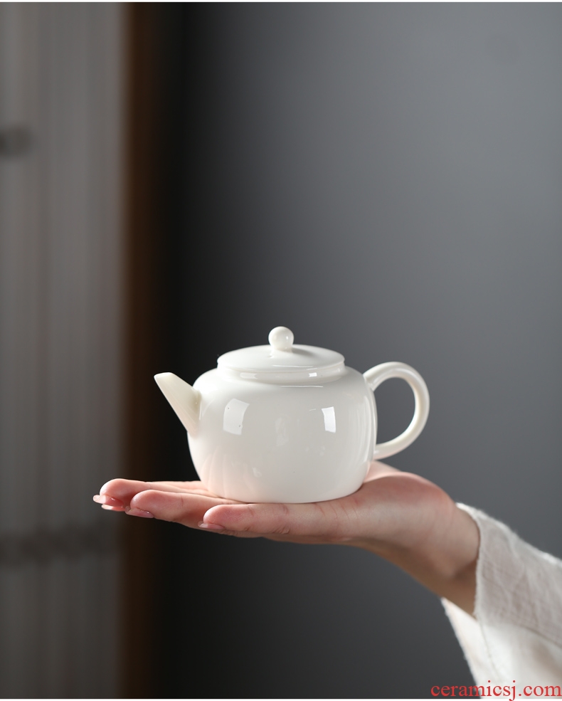 Is good source white porcelain ceramic teapot tea dehua porcelain household small kung fu jade teapot single pot of tea pot