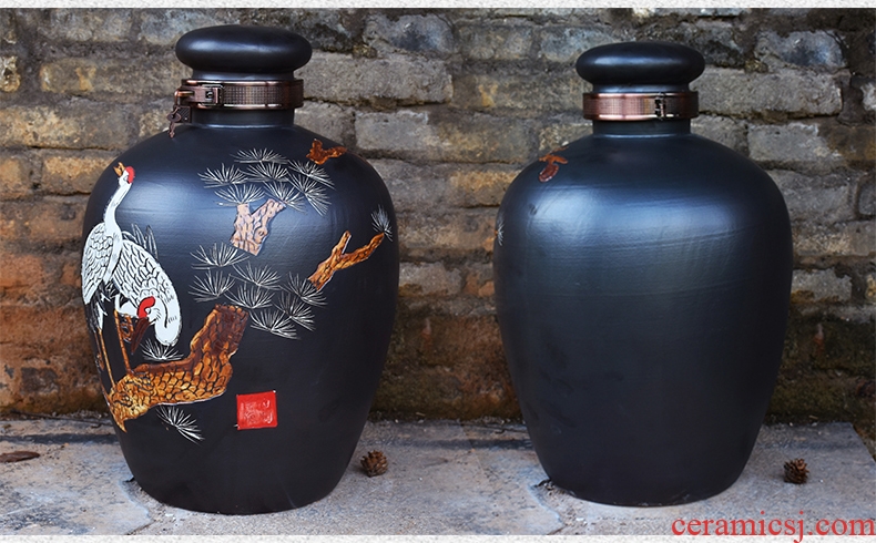 Jingdezhen ceramic jars sealed 50 jins home 20 jins archaize storing wine wine jar jar it 30 kg bottles