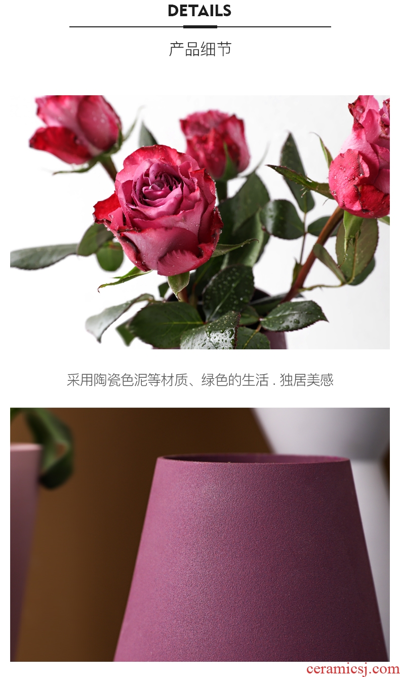 I and contracted light key-2 luxury furnishing articles designer morandi ceramic vase craft art of flower arranging soft outfit decoration