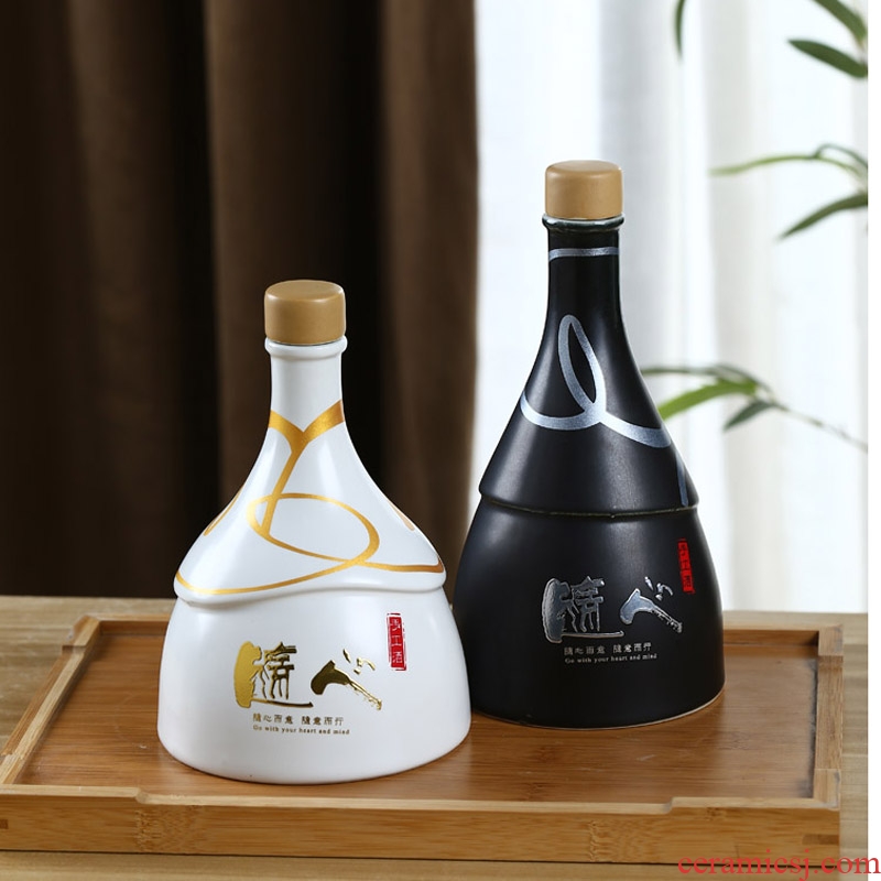 Creative ceramic bottle 1 kg pack of jingdezhen ceramic household hip flask seal wine bottle wine bottle is empty place