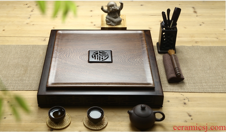 A friend is A complete set of wenge kung fu tea tray ceramic tea set suit contracted solid wood tea tray table elder brother your up tea tea