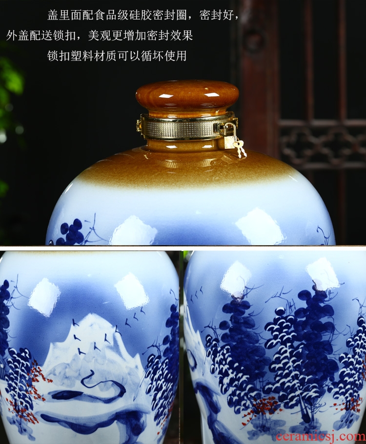 An empty bottle of hand - made ceramic jar of jingdezhen ceramic 10 jins 20 jins household hip belt leading 50 pounds