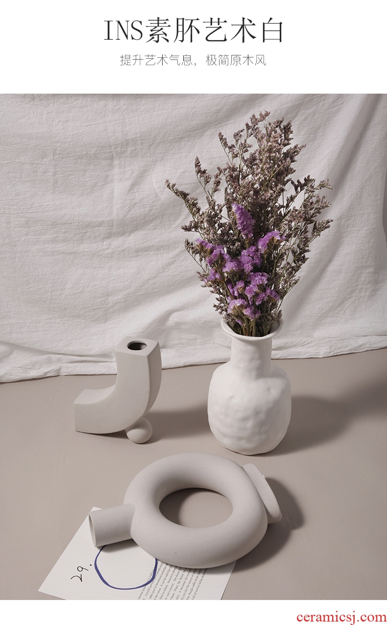 Dried flower adornment furnishing articles Nordic ins ceramic vases, I and contracted wind creative home sitting room floret bottle arranging flowers