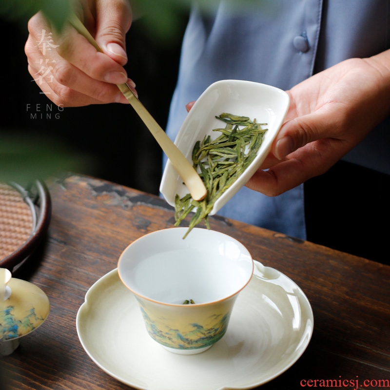 Serve tea ceramic bamboo tea three - piece hand - made of brahman red calligraphy is ChaBo tea kungfu tea accessories