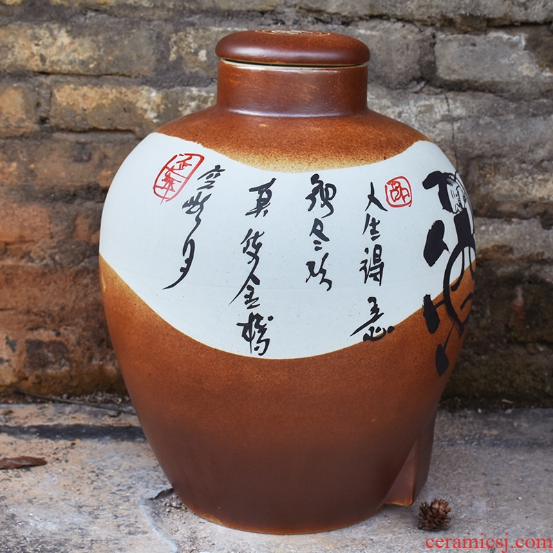 Jingdezhen ceramic jars seal save it 20 jins of archaize mercifully bottles 10 jins with leading domestic wine pot