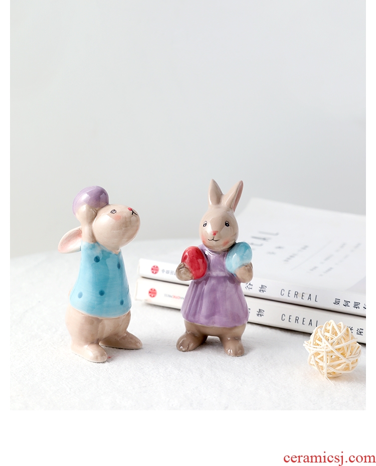 Nordic sitting room furnishing articles, creative and lovely picking rabbit TV ark, porch ceramic small ornament gift ornament