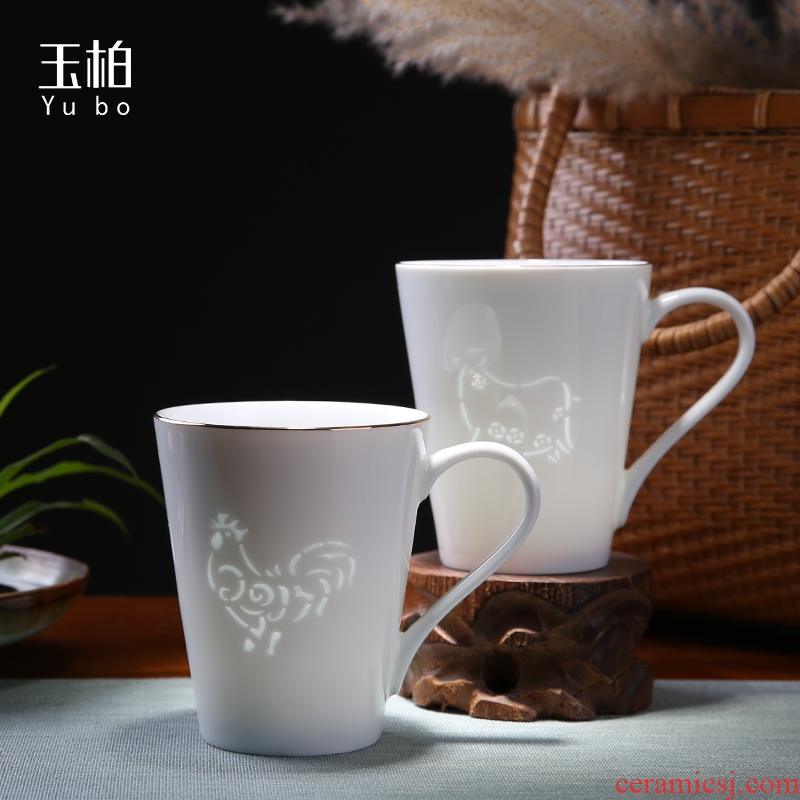 Jingdezhen BaiLingLong office cup white porcelain cup gift Chinese zodiac jade exquisite cups small capacity of the keller