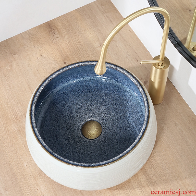 White art stage basin to the small size of jingdezhen ceramic round bowl lavatory basin stage basin that wash a face to wash your hands