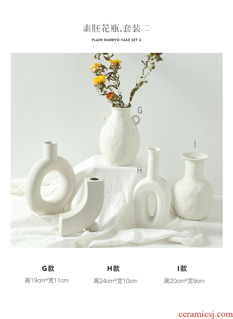 The Nordic idea geometric art vase furnishing articles flower arranging household dry flower I and contracted sitting room ceramic flower ornaments