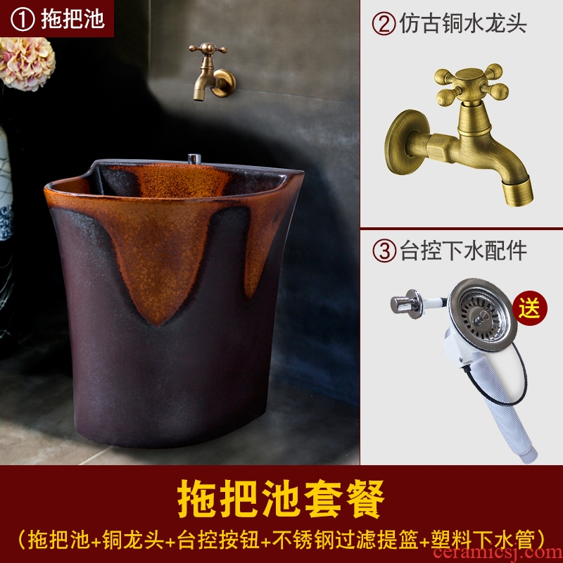 Ling yu rust grain ceramic mop mop mop pool pool retro art mop pool balcony toilet basin sink