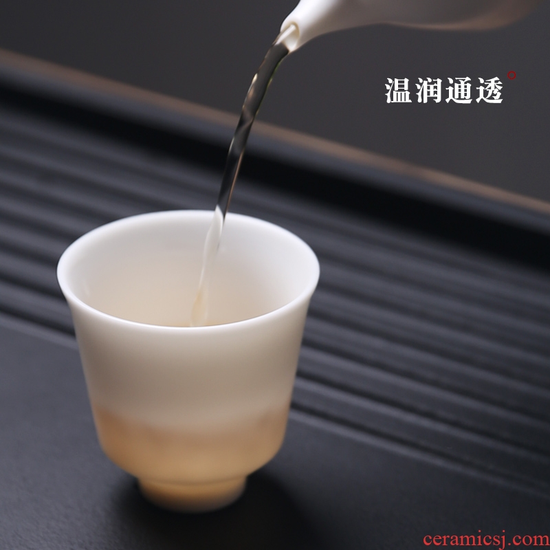 The Product suet jade white porcelain porcelain remit sample tea cup dehua ceramic kung fu tea cup single CPU handwritten custom master CPU