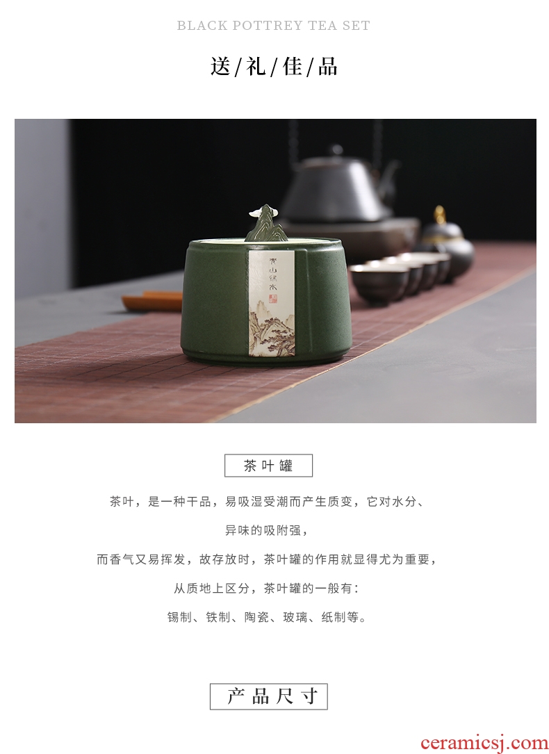 Shadow enjoy high - grade packaging customized ceramic tea tea caddy fixings half jins storage sealed jar container