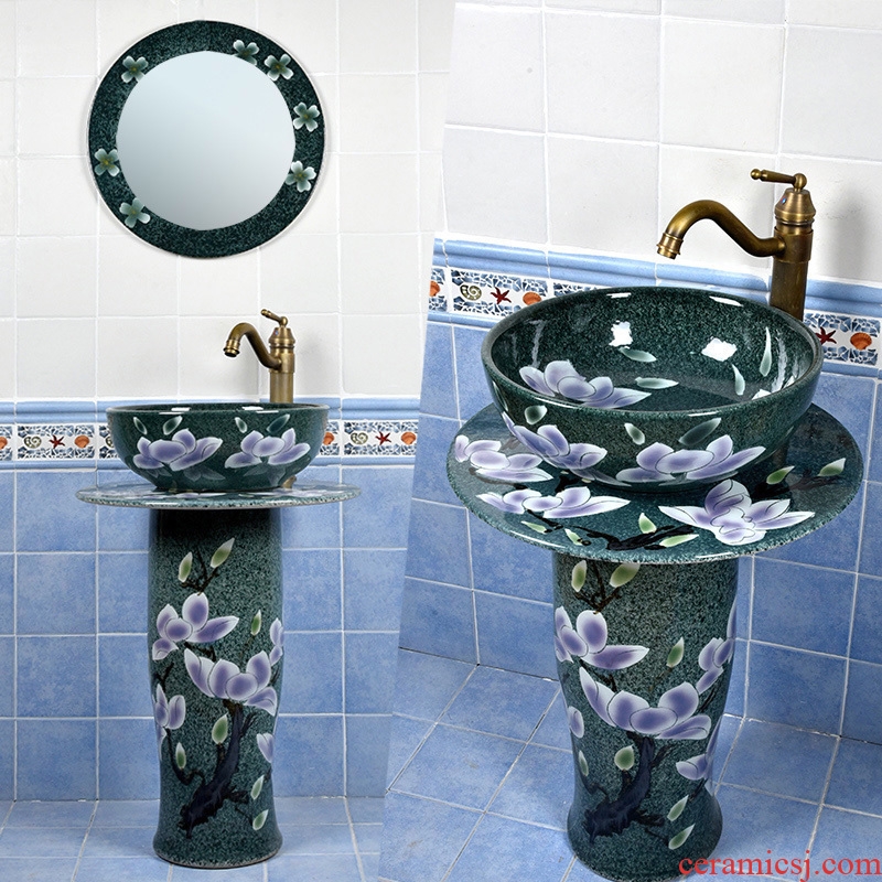 Ceramic lavatory basin sink sink garden balcony floor pillar one creative basin basin