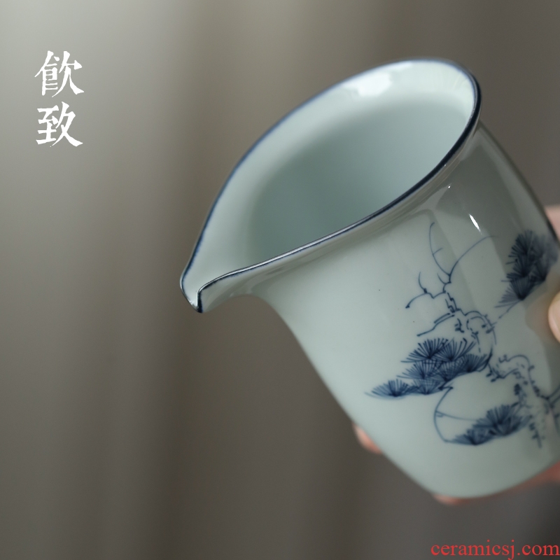 Ultimately responds to jingdezhen blue and white ceramics fair keller and antique hand - made cup points tea, kungfu tea set fair cup of Japanese