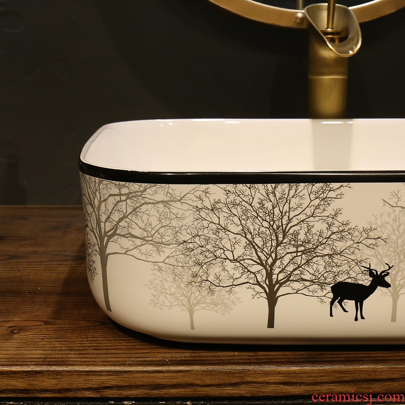 The Nordic contracted The stage basin of The basin that wash a face on The art of jingdezhen ceramic lavabo rectangular continental basin