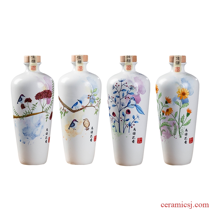 One jin of decorative ceramic bottle bottle is empty place custom 1 catty jingdezhen hip flask wine bottles