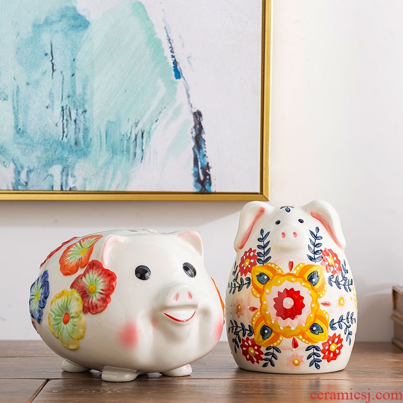Piggy bank decorative furnishing articles adult children pocket money jar of jingdezhen ceramic creative gift express Piggy Banks