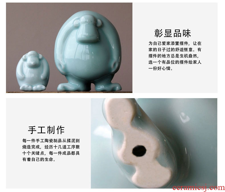 Jingdezhen ceramics as furnishing articles monkey celadon manual household contracted sitting room of modern study porch decoration decoration