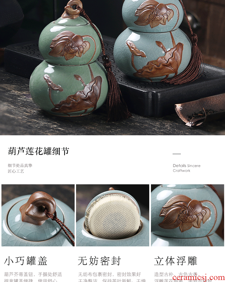 Elder brother up with violet arenaceous caddy fixings ceramic POTS large seal pot household gourd furnishing articles puer tea custom box