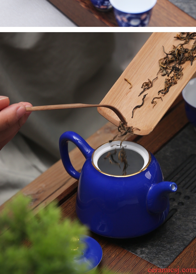 The Product under glaze color blue and white porcelain remit blue teapot pure manual hand - made home portable teapot ceramic kung fu tea set