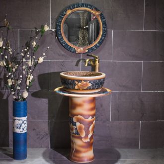 Vertical pillar lavabo ceramics basin one bathroom toilet washs a face basin of pillar landing art on the balcony